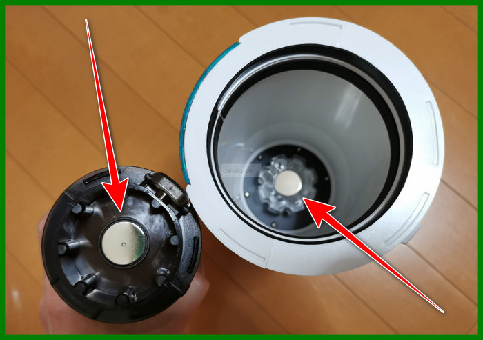 內膽固定座和 A10 Cyclone SA PLUS 內部的磁鐵