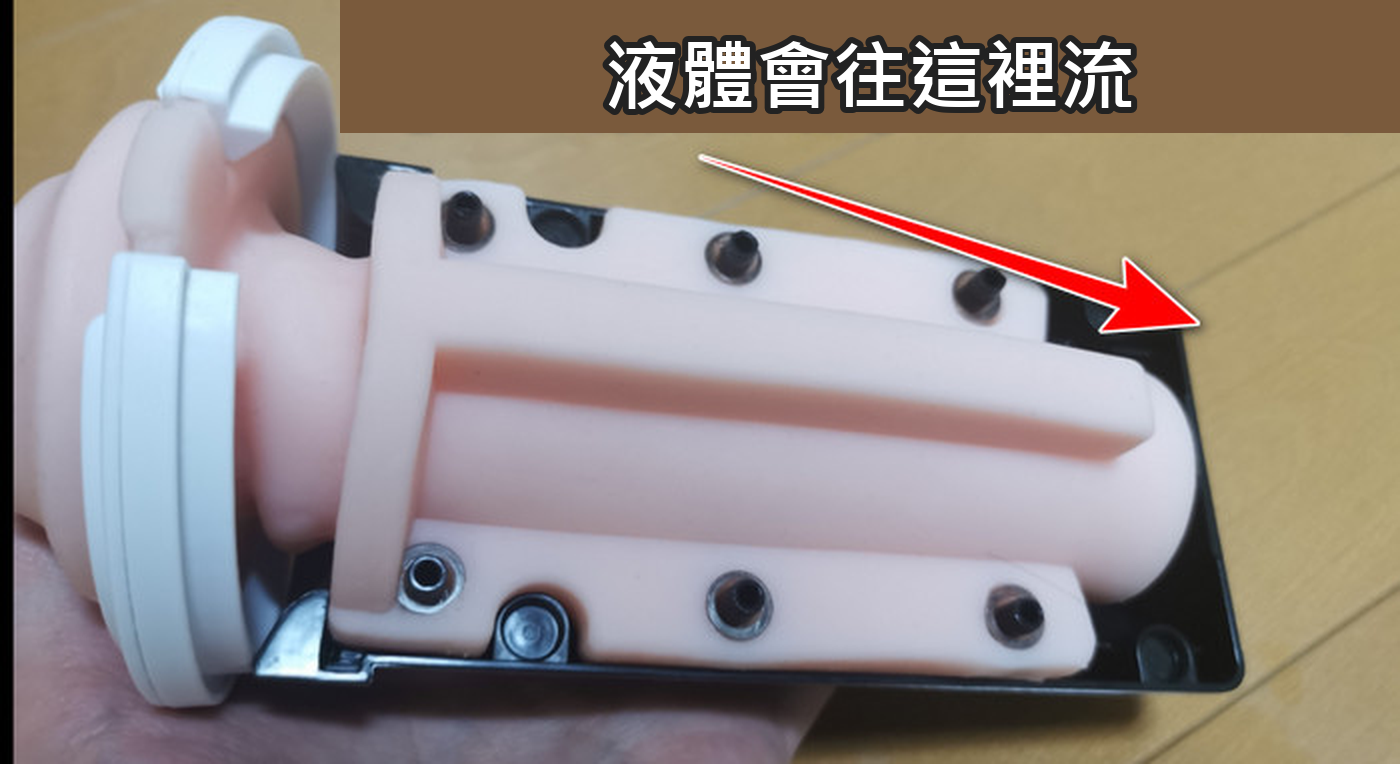 裝在外殼裡的原廠內膽，液體會往主機的方向流