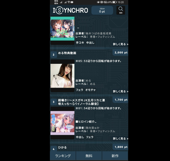 Synchro 影片網站的新作排行榜